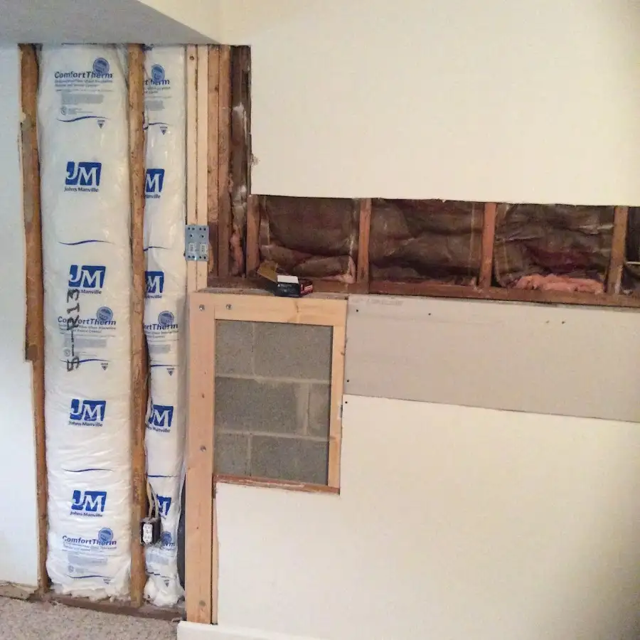 Wall insulation replacement during Basement Flood Cleanup in George Mason